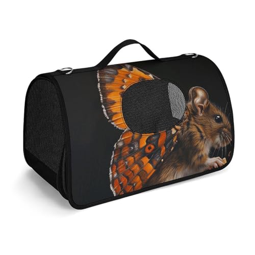 Haustier-Tragetasche, Maus und Schmetterling, bedruckt, Haustierfunktion, atmungsaktives Netzgewebe, weiches Kissen, tragbare Tragetasche für Katzen und kleine Hunde Haustier-Tragetasche, Maus und Schmetterling, bedruckt, Haustierfunktion, atmungsaktives Netzgewebe, weiches Kissen, tragbare Tragetasche für Katzen und kleine Hunde von MKLYR
