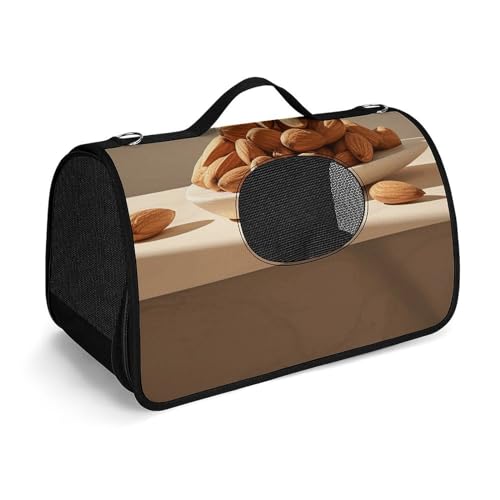 Haustier-Tragetasche, hellbeige Mandel bedruckt, Haustier-Funktion, atmungsaktives Netzgewebe, weiches Kissen, tragbare Tragetasche für Katzen und kleine Hunde Haustier-Tragetasche, hellbeige Mandel bedruckt, Haustier-Funktion, atmungsaktives Netzgewebe, weiches Kissen, tragbare Tragetasche für Katzen und kleine Hunde von MKLYR