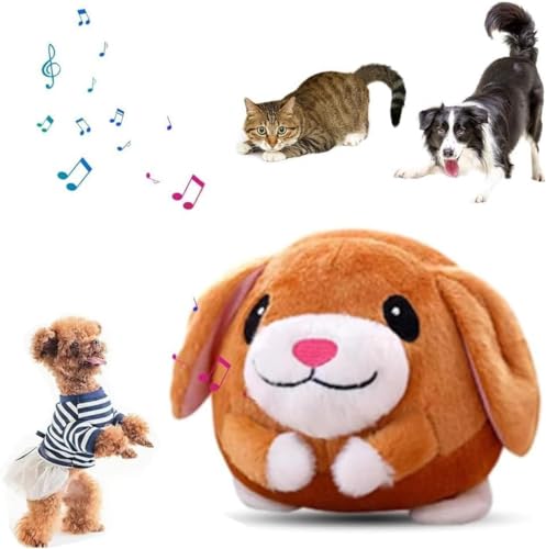 MKQ Interaktives Hundespielzeug, aktives bewegliches Haustier-Plüschspielzeug, sprechender quietschender beweglicher Ball, waschbar, Cartoon-Schwein, Plüsch-Sound, elektronisches Hundespielzeug, von MKQ