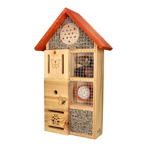 Insektenhotel - Wetterfest - Premium Insektenhotel für Nützlinge 7in1 - Insektenhaus mit Dachkonstruktion aus massivem Laub- und Nadelholz - für Wildbienen, Marienkäfer & Schmetterlinge - Nisthilfe Insektenhotel - Wetterfest - Premium Insektenhotel für Nützlinge 7in1 - Insektenhaus mit Dachkonstruktion aus massivem Laub- und Nadelholz - für Wildbienen, Marienkäfer & Schmetterlinge - Nisthilfe von MKW