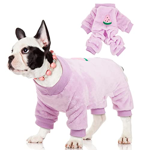 Hunde-Pyjama, für kaltes Wetter, Welpen, Jumpsuit im Winter, dehnbar, Plüsch-Einteiler, leichter Haustier-Body für kleine und mittelgroße Hunde, Haustier-Trainingsanzug für den Innenbereich von MKubwaa