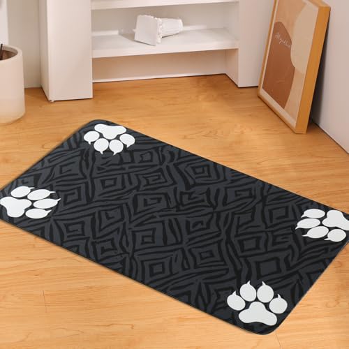 MLAZOGYPA Waschbare Hundematte für Futter und Wasser, wasserdicht, auslaufsicher, rutschfeste Futtermatte für Hunde und Katzen, strapazierfähiges Platzset für den Boden, Dunkelgrau, 48,3 x 78,9 cm von MLAZOGYPA