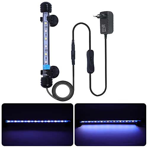 MLJ LED 18-112 cm für Fisch Tank Aquarium Leuchte Wasserdicht Aquarium Aquarium Beleuchtung, Lampe Stecker EU Unterwasser LED-Lichtbalken (Weiß und Blau, 18 cm) von VARMHUS