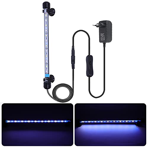 MLJ LED 18-112 cm für Fisch Tank Aquarium Leuchte Wasserdicht Aquarium Aquarium Beleuchtung, Lampe Stecker EU Unterwasser LED-Lichtbalken (Weiß und Blau, 28 cm) von MLJ