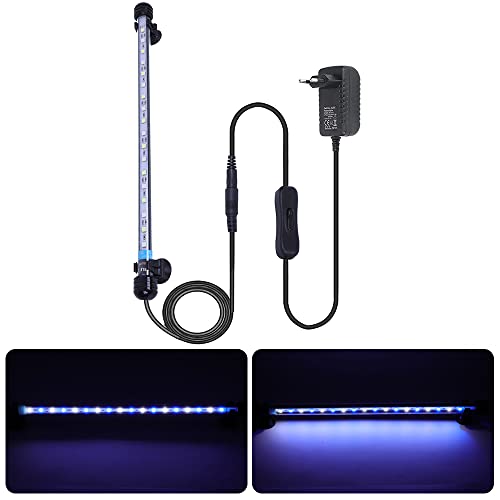 VARMHUS LED 18-112 cm für Fisch Tank Aquarium Leuchte Wasserdicht Aquarium Aquarium Beleuchtung, Lampe Stecker EU Unterwasser LED-Lichtbalken (Weiß und Blau, 37 cm) von VARMHUS