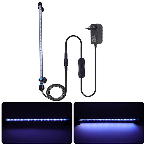 MLJ LED 18-112 cm für Fisch Tank Aquarium Leuchte Wasserdicht Beleuchtung, Lampe Stecker EU Unterwasser LED-Lichtbalken (Weiß und Blau, 48 cm) von VARMHUS