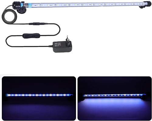 MLJ LED 18-112 cm für Fisch Tank Aquarium Leuchte Wasserdicht Aquarium Aquarium Beleuchtung, Lampe Stecker EU Unterwasser LED-Lichtbalken (Weiß und Blau, 57 cm) von MLJ