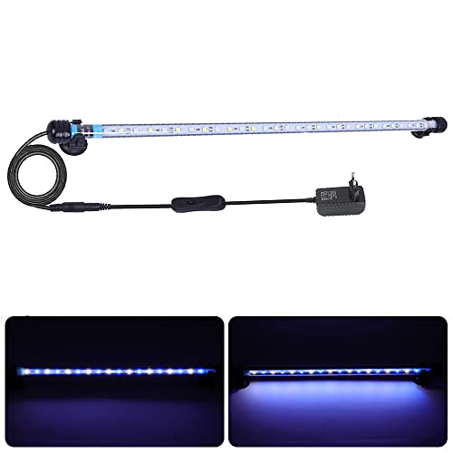 MLJ LED 18-112 cm für Fisch Tank Aquarium Leuchte Wasserdicht Aquarium Aquarium Beleuchtung, Lampe Stecker EU Unterwasser LED-Lichtbalken (Weiß und Blau, 62 cm) von VARMHUS