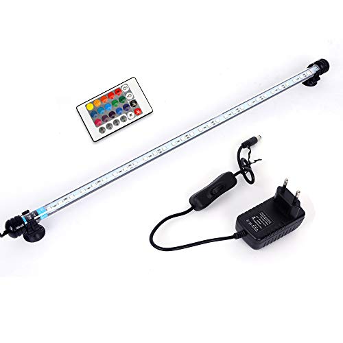 MLJ RGB Aquarium Beleuchtung, LED Aquarium Leuchte 57 cm Wasserdicht Aquarium Lampe Stecker EU Unterwasser LED-Lichtbalken für Fisch Tank mit Fernbedienung (RGB) von VARMHUS