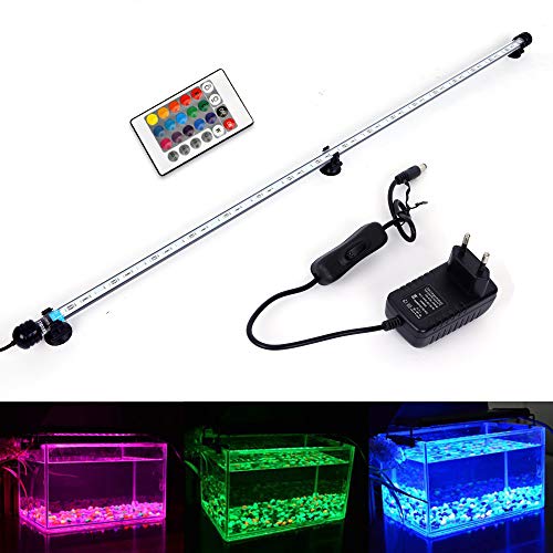 VARMHUS RGB Aquarium Beleuchtung, LED Aquarium Leuchte 92 cm Wasserdicht Aquarium Lampe Stecker EU Unterwasser LED-Lichtbalken für Fisch Tank mit Fernbedienung (RGB) von MLJ