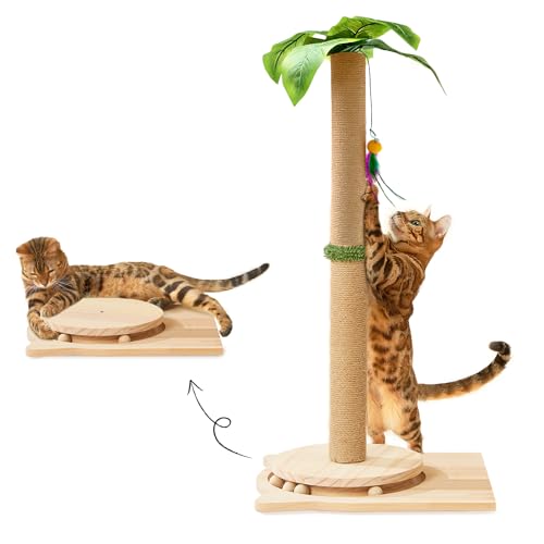 MLKFEDR Kratzbaum für Katzen, 84 cm hoch, für Innenräume, mit Sisalseil mit hängendem Ball, niedliches Holz-Katzenspielzeug für große Katzen, Kätzchen von MLKFEDR