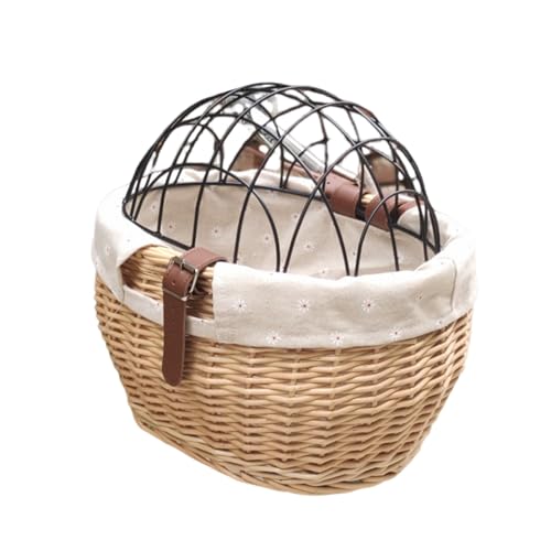 Einstellbarer Gewebter Korbfahrrad Lenkerlagerkorb Mit Befestigungsgurt Rattan Fahrrädern Vorderer Korb Mit Deckel von MLWSKERTY