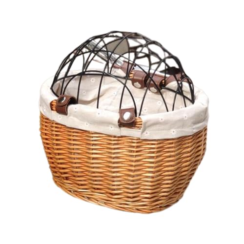Einstellbarer Gewebter Korbfahrrad Lenkerlagerkorb Mit Befestigungsgurt Rattan Fahrrädern Vorderer Korb Mit Deckel von MLWSKERTY