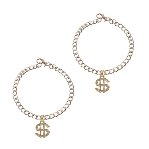 MLWSKERTY Anpassung Von Katzenschmuck Kleine Hunde Katzenhalsband Halskette Mit Strasssteinen Dollar Anhänger Hochzeit Party Katzen Mädchenhalsband 2 Stück von MLWSKERTY