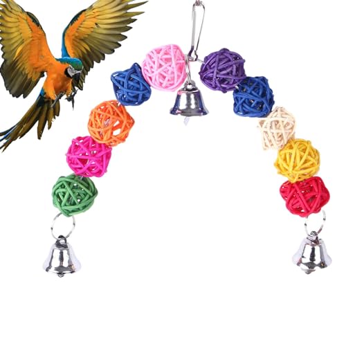 MLqkpwy Kauspielzeug für Papageien, Spielzeug für Papageien, reißendes Spielzeug für Papageien, reißbares Spielzeug für Papageien, mit Kugeln und Glocken aus natürlichem Rattan, buntes MLqkpwy Kauspielzeug für Papageien, Spielzeug für Papageien, reißendes Spielzeug für Papageien, reißbares Spielzeug für Papageien, mit Kugeln und Glocken aus natürlichem Rattan, buntes von MLqkpwy