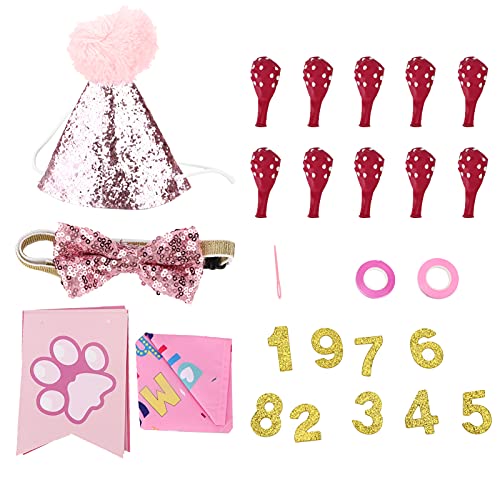Hundegeburtstagsfeier Dekoration Set süße Schalflaggen Kragen und Hut Haustierfeierlichkeiten Hundegeburtstagsfeier Dekoration Set süße Schalflaggen Kragen und Hut Haustierfeierlichkeiten von MMABEUTF