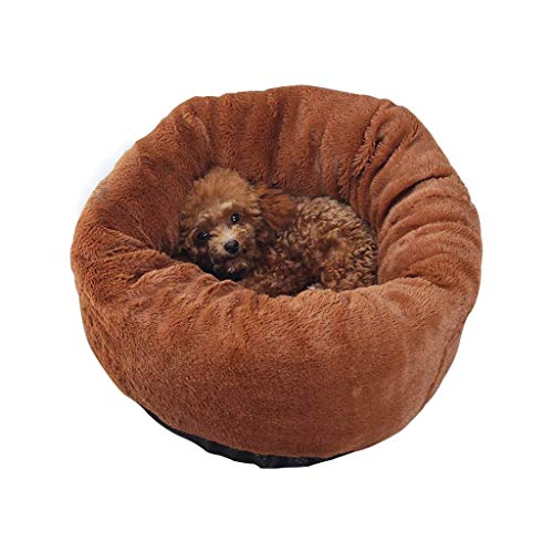 MMAWN Luxuriöses Hundebett mit Decke for Wärme und Sicherheit - Bietet Unterstützung for Kopf, Nacken und Gelenke - Maschinenwaschbarer, wasserbeständiger Boden (Braun) (Size : 50 * 23cm) von MMAWN