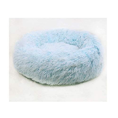 MMAWN Plüsch Rundes Haustierbett for Kleine Hunde, Mini Mittelgroße Hundebett Selbst Erwärmend Herbst Winter Indoor Snooze Schlafen Gemütliche Kitty Teddy Kennel (Blau) (Size : 66 * 66 * 18cm) von MMAWN