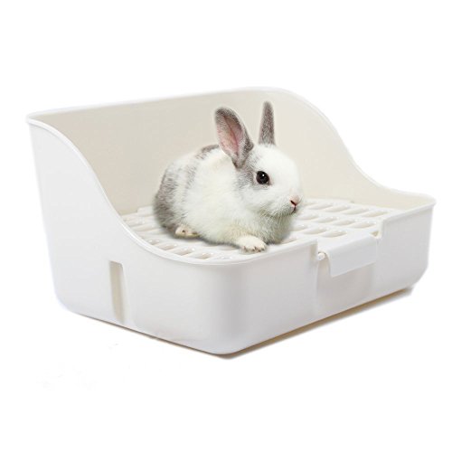 MSYU Kaninchenkäfig Katzentoilette, leicht zu reinigen, für kleine Tiere/Kaninchen/Meerschweinchen/Frettchen (weiß) von MMBOX