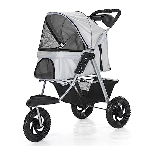 Haustier-Buggy, 3-Rad-Haustierwagen, faltbarer Reiseträger for Katzen und Hunde, abnehmbare und waschbare geteilte Haustier-Autotasche - mit Getränkehalter und Aufbewahrungskorb darunter, Khaki(Light Haustier-Buggy, 3-Rad-Haustierwagen, faltbarer Reiseträger for Katzen und Hunde, abnehmbare und waschbare geteilte Haustier-Autotasche - mit Getränkehalter und Aufbewahrungskorb darunter, Khaki(Light von MMBUY