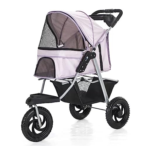 Haustier-Buggy, 3-Rad-Haustierwagen, faltbarer Reiseträger for Katzen und Hunde, abnehmbare und waschbare geteilte Haustier-Autotasche - mit Getränkehalter und Aufbewahrungskorb darunter, Khaki(Light Haustier-Buggy, 3-Rad-Haustierwagen, faltbarer Reiseträger for Katzen und Hunde, abnehmbare und waschbare geteilte Haustier-Autotasche - mit Getränkehalter und Aufbewahrungskorb darunter, Khaki(Light von MMBUY