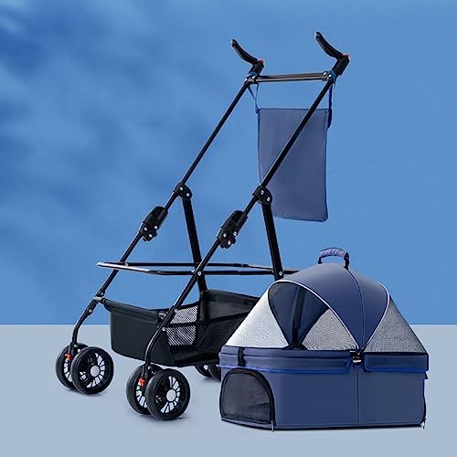 Haustier-Buggy, 4-Rad-Multifunktions-Haustierwagen, Faltbarer Reiseträger for Katzen und Hunde, Abnehmbarer Tragbarer Welpenkäfig, Schiebebox for kleine Haustiere mit Aufbewahrungskorb, 3-in-1-Funktio Haustier-Buggy, 4-Rad-Multifunktions-Haustierwagen, Faltbarer Reiseträger for Katzen und Hunde, Abnehmbarer Tragbarer Welpenkäfig, Schiebebox for kleine Haustiere mit Aufbewahrungskorb, 3-in-1-Funktio von MMBUY