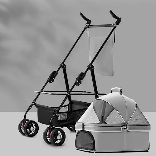 Haustier-Buggy, 4-Rad-Multifunktions-Haustierwagen, Faltbarer Reiseträger for Katzen und Hunde, Abnehmbarer Tragbarer Welpenkäfig, Schiebebox for kleine Haustiere mit Aufbewahrungskorb, 3-in-1-Funktio Haustier-Buggy, 4-Rad-Multifunktions-Haustierwagen, Faltbarer Reiseträger for Katzen und Hunde, Abnehmbarer Tragbarer Welpenkäfig, Schiebebox for kleine Haustiere mit Aufbewahrungskorb, 3-in-1-Funktio von MMBUY