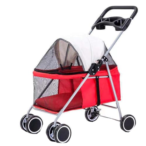 Haustier-Buggy, Reise-Haustier-Buggy, faltbarer kleiner und mittelgroßer Hunde-/Katzenwagen mit Aufbewahrungskorb, Sicherheitsgurt und Getränkehalter, 4 Räder, Welpen-Kinderwagen C, 91 x 69 x 46 cm(A) Haustier-Buggy, Reise-Haustier-Buggy, faltbarer kleiner und mittelgroßer Hunde-/Katzenwagen mit Aufbewahrungskorb, Sicherheitsgurt und Getränkehalter, 4 Räder, Welpen-Kinderwagen C, 91 x 69 x 46 cm(A) von MMBUY