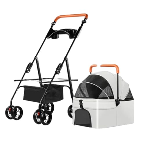 Haustier-Buggy, Reise-Haustier-Buggy, faltbarer kleiner und mittelgroßer Hunde-/Katzenwagen mit Aufbewahrungskorb, Sicherheitsgurt und Getränkehalter, Welpen-Kinderwagen mit 4 Rädern D, 100 * 65 * 50 Haustier-Buggy, Reise-Haustier-Buggy, faltbarer kleiner und mittelgroßer Hunde-/Katzenwagen mit Aufbewahrungskorb, Sicherheitsgurt und Getränkehalter, Welpen-Kinderwagen mit 4 Rädern D, 100 * 65 * 50 von MMBUY