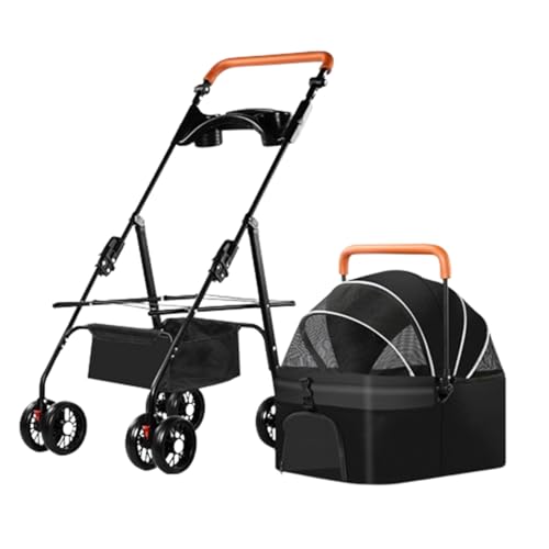 Haustier-Buggy, Reise-Haustier-Buggy, faltbarer kleiner und mittelgroßer Hunde-/Katzenwagen mit Aufbewahrungskorb, Sicherheitsgurt und Getränkehalter, Welpen-Kinderwagen mit 4 Rädern D, 100 * 65 * 50 Haustier-Buggy, Reise-Haustier-Buggy, faltbarer kleiner und mittelgroßer Hunde-/Katzenwagen mit Aufbewahrungskorb, Sicherheitsgurt und Getränkehalter, Welpen-Kinderwagen mit 4 Rädern D, 100 * 65 * 50 von MMBUY