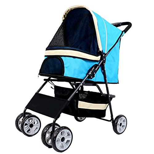 Haustier-Buggy, Reisebuggy for Hunde und Katzen, zusammenklappbarer Haustier-Buggy mit Stauraum, Bremse, Netzfenster for kleine und mittelgroße Hunde, 4 Räder Haustier-Buggy, Reisebuggy for Hunde und Katzen, zusammenklappbarer Haustier-Buggy mit Stauraum, Bremse, Netzfenster for kleine und mittelgroße Hunde, 4 Räder von MMBUY