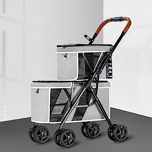 Haustier-Buggy, doppellagiger, faltbarer Haustierwagen, tragbarer Haustierwagen zur Trennung von Katzen und Hunden, Hundekäfig for Zwillinge, Jogging-Tierwagen for den Außenbereich, geeignet for Famil Haustier-Buggy, doppellagiger, faltbarer Haustierwagen, tragbarer Haustierwagen zur Trennung von Katzen und Hunden, Hundekäfig for Zwillinge, Jogging-Tierwagen for den Außenbereich, geeignet for Famil von MMBUY