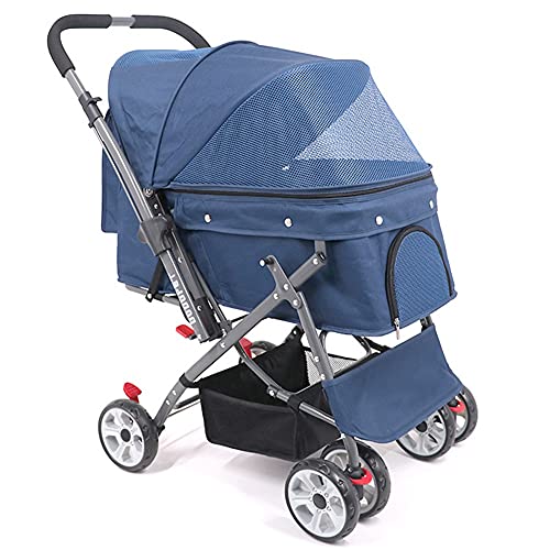 Haustier-Buggy, faltbarer Hundebuggy, Reisetrolley for Haustiere for mittelgroße/große Hunde und Katzen, maximale Tragkraft 25 kg (Farbe: Rot)(Blue) von MMBUY