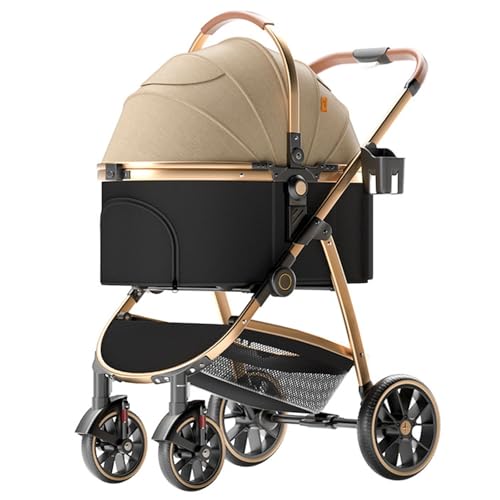 Haustier-Buggy, zusammenklappbarer Hundebuggy, multifunktionaler Haustier-Buggy, 4 Räder, Hunde-/Katzenwelpen-Buggy/abnehmbarer Reiseträger for kleine/mittelgroße Haustiere, Getränkehalter, zwei hinte Haustier-Buggy, zusammenklappbarer Hundebuggy, multifunktionaler Haustier-Buggy, 4 Räder, Hunde-/Katzenwelpen-Buggy/abnehmbarer Reiseträger for kleine/mittelgroße Haustiere, Getränkehalter, zwei hinte von MMBUY