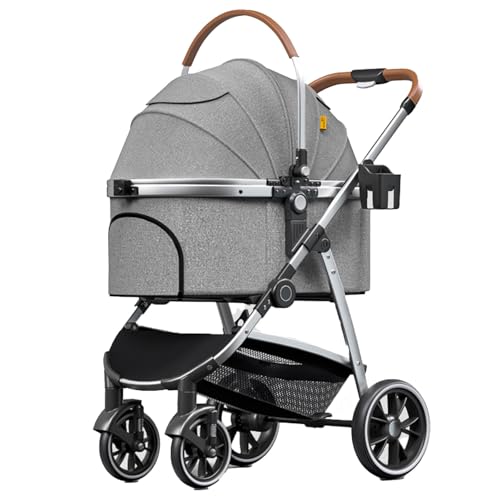 Haustier-Buggy, zusammenklappbarer Hundebuggy, multifunktionaler Haustier-Buggy, 4 Räder, Hunde-/Katzenwelpen-Buggy/abnehmbarer Reiseträger for kleine/mittelgroße Haustiere, Getränkehalter, zwei hinte Haustier-Buggy, zusammenklappbarer Hundebuggy, multifunktionaler Haustier-Buggy, 4 Räder, Hunde-/Katzenwelpen-Buggy/abnehmbarer Reiseträger for kleine/mittelgroße Haustiere, Getränkehalter, zwei hinte von MMBUY