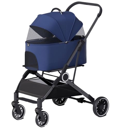 Haustier-Buggy3-in-1-Klapp-Haustier-Buggy, Hundebuggys for kleine Hunde, 4-Rad-Hunde-/Katzen-Welpen-Buggy mit abnehmbarer Reisetasche for kleine/mittelgroße Haustiere (F)(G) von MMBUY
