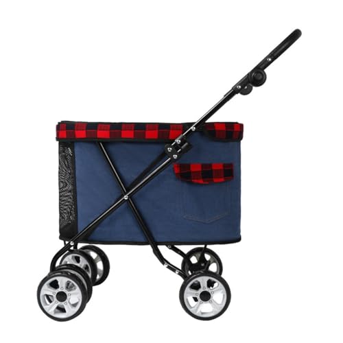 Haustier-BuggyHaustier-Buggy for kleine Hunde und Katzen, faltbarer Reisewagen mit Rädern, Reißverschluss, Getränkehalter, Aufbewahrungskorb B, 53 x 32 x 82 cm(C) von MMBUY