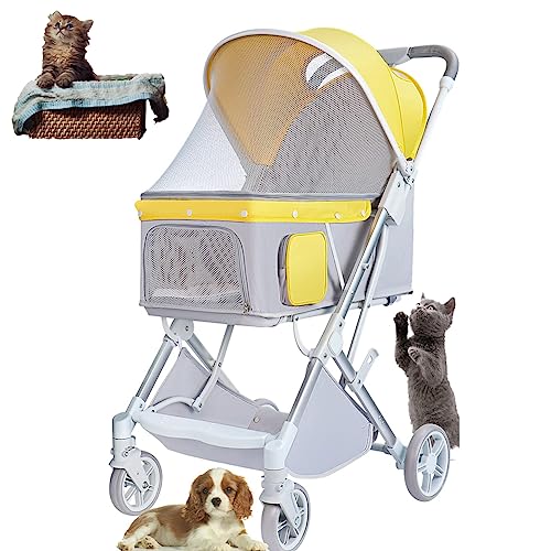 Haustier-Kinderwagen, Haustier-Trolley for Hunde und Katzen, faltbarer Haustier-Trolley, Jogging-Sport-Trolley, 360°-Vorderrad, Hinterrad, Stoßdämpfung mit Bremse, tragbar for unterwegs Haustier-Kinderwagen, Haustier-Trolley for Hunde und Katzen, faltbarer Haustier-Trolley, Jogging-Sport-Trolley, 360°-Vorderrad, Hinterrad, Stoßdämpfung mit Bremse, tragbar for unterwegs von MMBUY