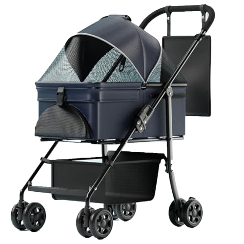 Kinderwagen for Haustiere, 2-in-1-Hundebuggy for mittelgroße und kleine Hunde, großer Katzenbuggy mit abnehmbarer Trage for Welpen, Hündchen, Kätzchen, Häschen (C)(C) von MMBUY