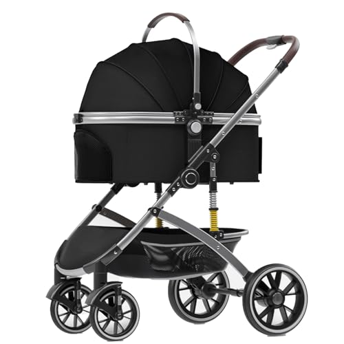 Kinderwagen for Haustiere, 2-in-1-Hundebuggy for mittelgroße und kleine Hunde, großer Katzenbuggy mit abnehmbarer Trage for Welpen, Hündchen, Kätzchen (B)(A) von MMBUY