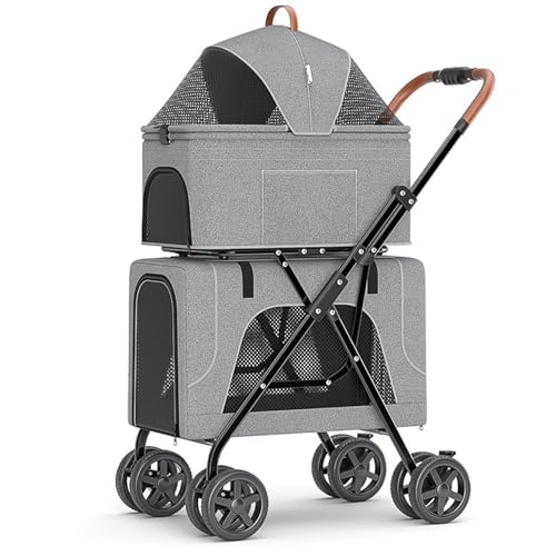 Kinderwagen for Haustiere, Doppel-Kinderwagen for Haustiere mit 2 abnehmbaren Tragetaschen, zusammenklappbarer Hundebuggy for kleine und mittelgroße Hunde und Katzen, Kinderwagen, Reisetasche, mit gro Kinderwagen for Haustiere, Doppel-Kinderwagen for Haustiere mit 2 abnehmbaren Tragetaschen, zusammenklappbarer Hundebuggy for kleine und mittelgroße Hunde und Katzen, Kinderwagen, Reisetasche, mit gro von MMBUY