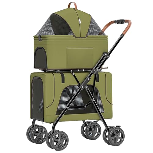 Kinderwagen for Haustiere, Doppel-Kinderwagen for Haustiere mit 2 abnehmbaren Tragetaschen, zusammenklappbarer Hundebuggy for kleine und mittelgroße Hunde und Katzen, Kinderwagen, Reisetasche, mit gro Kinderwagen for Haustiere, Doppel-Kinderwagen for Haustiere mit 2 abnehmbaren Tragetaschen, zusammenklappbarer Hundebuggy for kleine und mittelgroße Hunde und Katzen, Kinderwagen, Reisetasche, mit gro von MMBUY