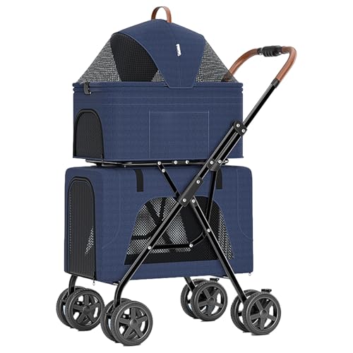 Kinderwagen for Haustiere, Doppel-Kinderwagen for Haustiere mit 2 abnehmbaren Tragetaschen, zusammenklappbarer Hundebuggy for kleine und mittelgroße Hunde und Katzen, Kinderwagen, Reisetasche, mit gro Kinderwagen for Haustiere, Doppel-Kinderwagen for Haustiere mit 2 abnehmbaren Tragetaschen, zusammenklappbarer Hundebuggy for kleine und mittelgroße Hunde und Katzen, Kinderwagen, Reisetasche, mit gro von MMBUY