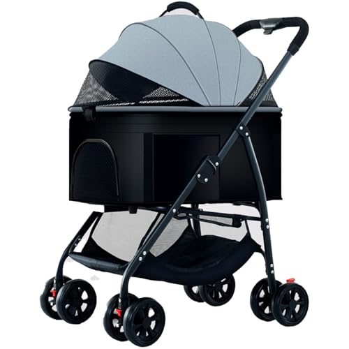 Kinderwagen for Haustiere, Hundebuggy, leichter, faltbarer Kinderwagen for kleine/mittelgroße Hunde und Katzen mit abnehmbarer Tragetasche, 360 ° Universal-Vorderrad (D)(A) von MMBUY