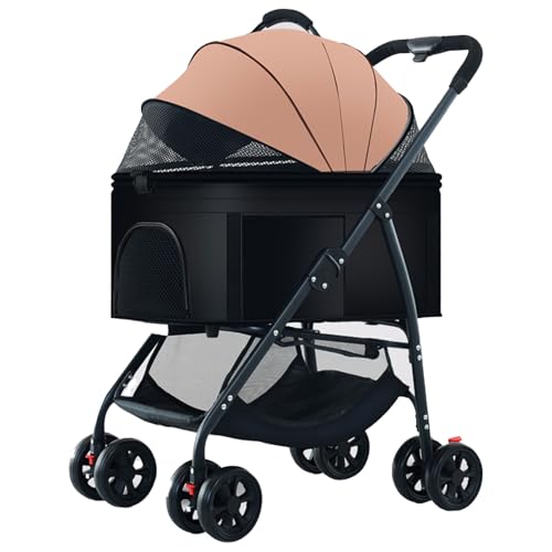Kinderwagen for Haustiere, Hundebuggy, leichter, faltbarer Kinderwagen for kleine/mittelgroße Hunde und Katzen mit abnehmbarer Tragetasche, 360 ° Universal-Vorderrad (D)(C) von MMBUY