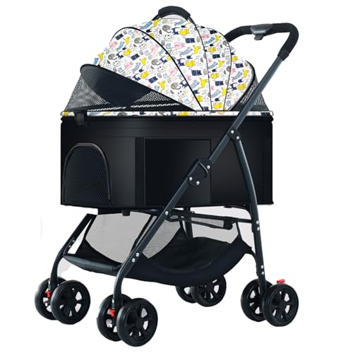 Kinderwagen for Haustiere, Hundebuggy, leichter, faltbarer Kinderwagen for kleine/mittelgroße Hunde und Katzen mit abnehmbarer Tragetasche, 360 ° Universal-Vorderrad (D)(E) von MMBUY