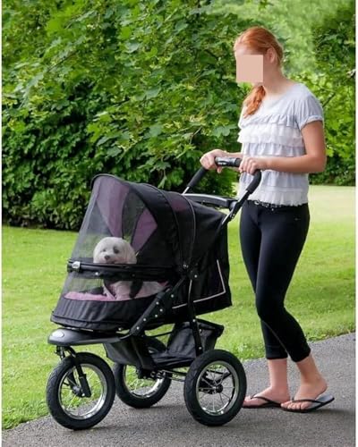 Kinderwagen for Haustiere, Kinderwagen for Katzen/Hunde, zusammenklappbarer Hundebuggy, Einstieg ohne Reißverschluss, einfaches Zusammenklappen mit einer Hand, Gel-gefüllte Reifen, Plüschpolster, Wett Kinderwagen for Haustiere, Kinderwagen for Katzen/Hunde, zusammenklappbarer Hundebuggy, Einstieg ohne Reißverschluss, einfaches Zusammenklappen mit einer Hand, Gel-gefüllte Reifen, Plüschpolster, Wett von MMBUY