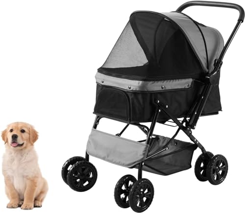 Kinderwagen for Haustiere, Kinderwagen for Katzen/Hunde, zusammenklappbarer Hundebuggy, extragroßer Hundebuggy for Hunde, Haustierbuggy mit verstellbarem Radgriff, Jogging-Kinderwagen for Hunde (Haust Kinderwagen for Haustiere, Kinderwagen for Katzen/Hunde, zusammenklappbarer Hundebuggy, extragroßer Hundebuggy for Hunde, Haustierbuggy mit verstellbarem Radgriff, Jogging-Kinderwagen for Hunde (Haust von MMBUY