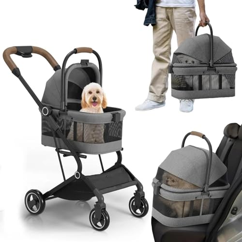 Kinderwagen for Haustiere, Kinderwagen for Katzen/Hunde, zusammenklappbarer Hundekinderwagen, Kinderwagen for Haustiere for Katzen und Hunde, zusammenklappbarer Katzenkinderwagen mit abnehmbarer Trage Kinderwagen for Haustiere, Kinderwagen for Katzen/Hunde, zusammenklappbarer Hundekinderwagen, Kinderwagen for Haustiere for Katzen und Hunde, zusammenklappbarer Katzenkinderwagen mit abnehmbarer Trage von MMBUY
