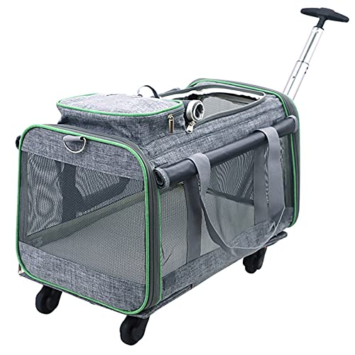 Kinderwagen for Haustiere, Reisekinderwagen, zusammenklappbar, for Katzen und Hunde, abnehmbare Wagenräder, Reise, 4 Räder, tragbar, praktisch, Blau (Farbe: Blau)(Gris) von MMBUY